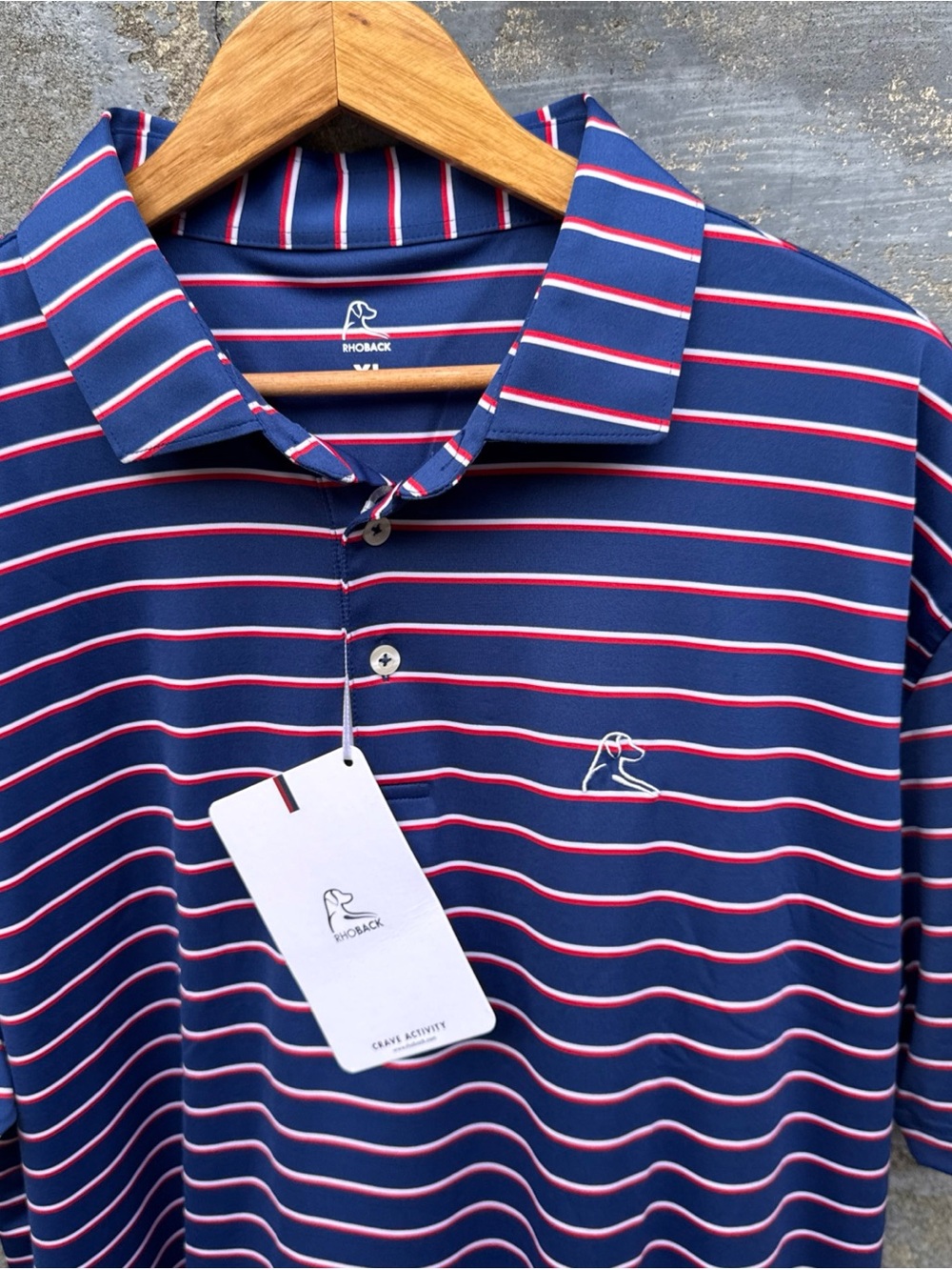 Rhoback Old Glory Polo Men's S/S Performance Size XL Golf New